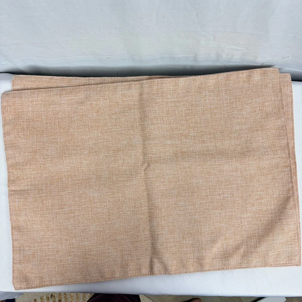 Set of 4 Woven Textured Placemats Terracotta Peach Rectangular Dining Table Mats